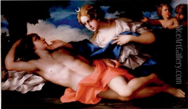 Diane Et Endymion Oil Painting - Giovanni Francesco Romanelli