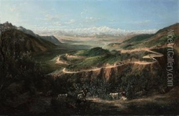 The Road From Valparaiso To Santiago Oil Painting - Ernesto Charton
