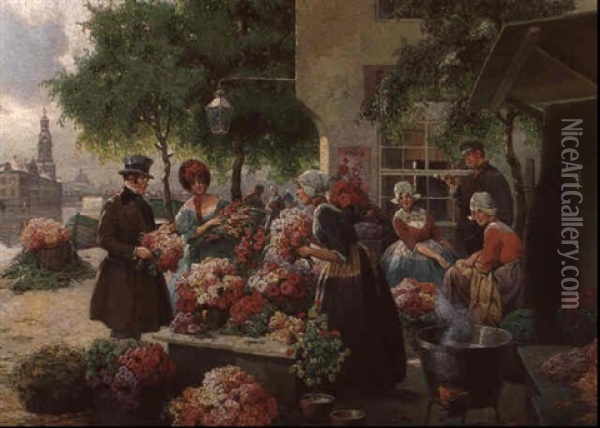 Blumenmarkt Oil Painting - Rudolf August Hoeger