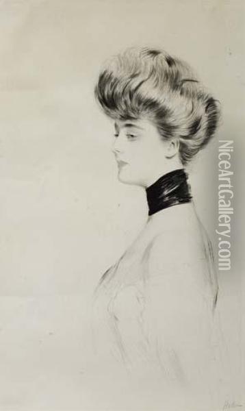 Femme Tourne A Gauche Oil Painting - Paul Cesar Helleu