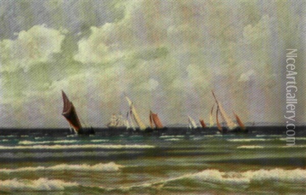 Fiskerbade Krydse Ud For Hornbaek Oil Painting - Alfred Olsen