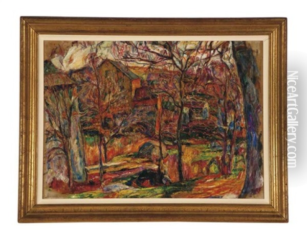 Landscape (recto); Untitled (verso) Oil Painting - Abraham Manievich