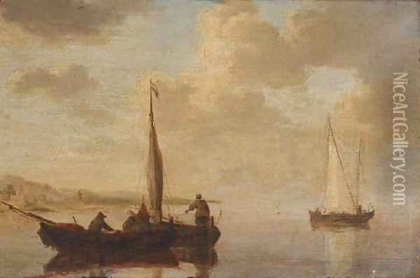 Small craft off the Dutch coast Oil Painting - Willem van de Velde the Younger