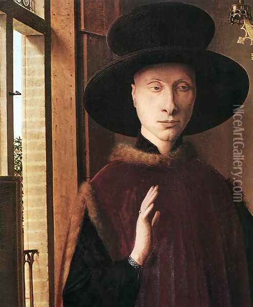 Portrait of Giovanni Arnolfini and his Wife (detail 1) 1434 Oil Painting - Jan Van Eyck