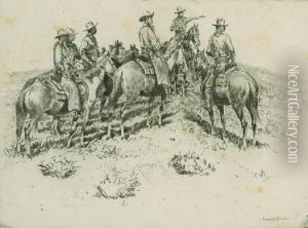 Splitting The Riders Oil Painting - John Edward Borein