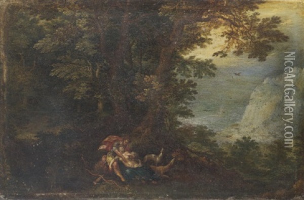 A Landscape With Cephalus And Procris Oil Painting - Denis van Alsloot