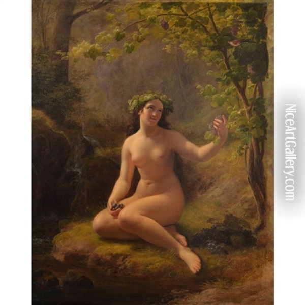 Nude Picking Fruit Oil Painting - Frederik Ludwig Storch