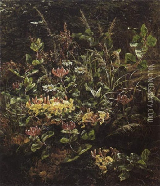 A Flower Bouquet On A Forest Floor Oil Painting - Anthonie Eleonore (Anthonore) Christensen