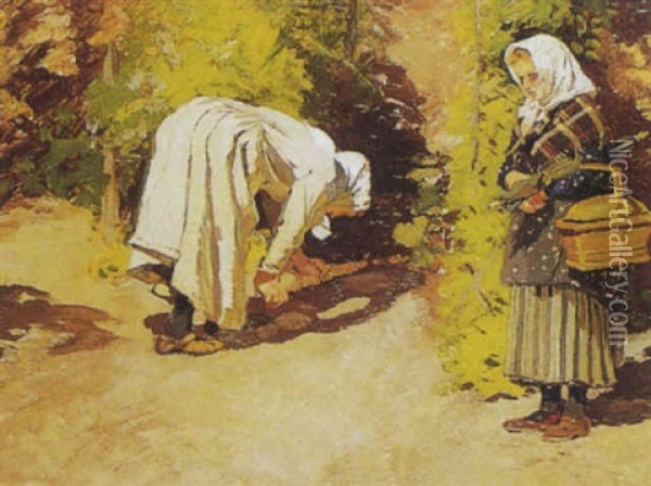 Femmes Dans Un Potager Oil Painting - Hugo Muehlig