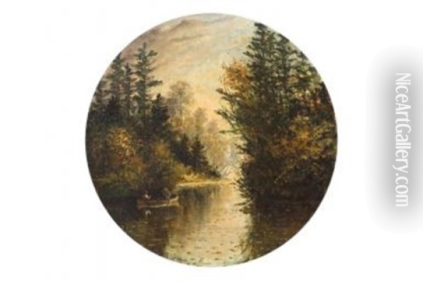 Canoeing Oil Painting - Otto Reinhold Jacobi
