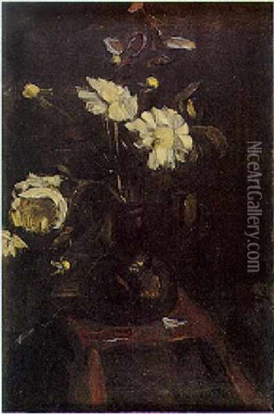 Les Dahlias Oil Painting - Henri Le Fauconnier