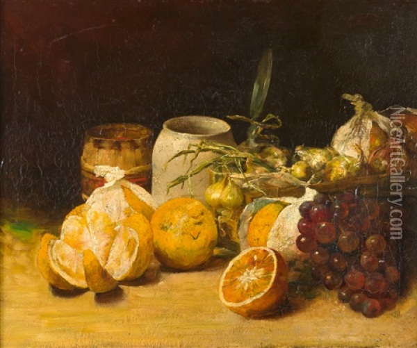 Stillleben Mit Fruchten Und Zwiebeln Oil Painting - Guillaume Romain Fouace