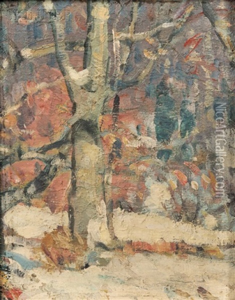 Woodland Labyrinths, #1, #2, And #3 (3 Works) Oil Painting - John Fabian Carlson