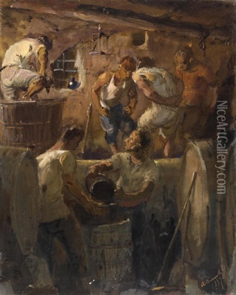 The Winepress Oil Painting - Alexander E. Yakovlev