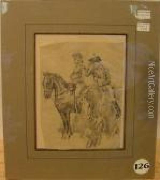 George Washington And General On Horseback Oil Painting - Francis Luis Mora