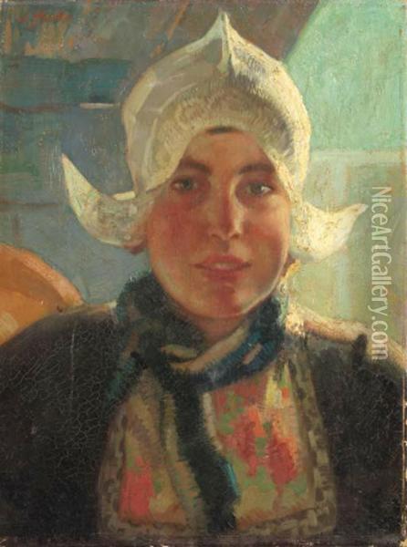 Portrait Of A Girl From Volendam Oil Painting - Willy Sluyters