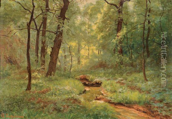 Sous-bois A Tassin (pres De Lyon) Oil Painting - Theodore Lespinasse