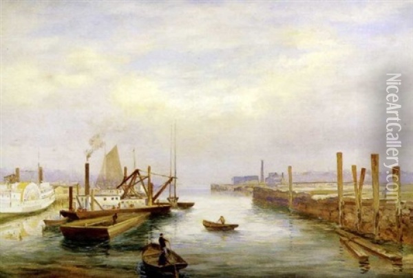 Portland Harbor Oil Painting - Charles Frederick Kimball