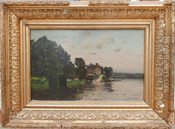 La Maison Au Bord De L'eau Oil Painting - Hippolyte Camille Delpy