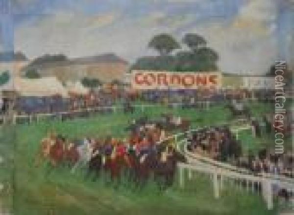 Raceday. Oil Painting - Greville Irwin