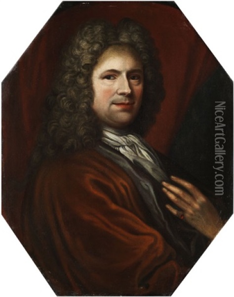 Herrenportrait Oil Painting - Nicolas de Largilliere