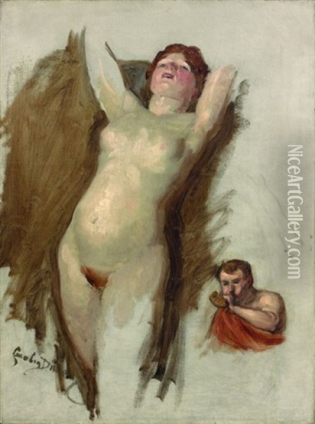 Nu Feminin, Etude Pour 'le Triomphe De Bacchus Oil Painting -  Carolus-Duran