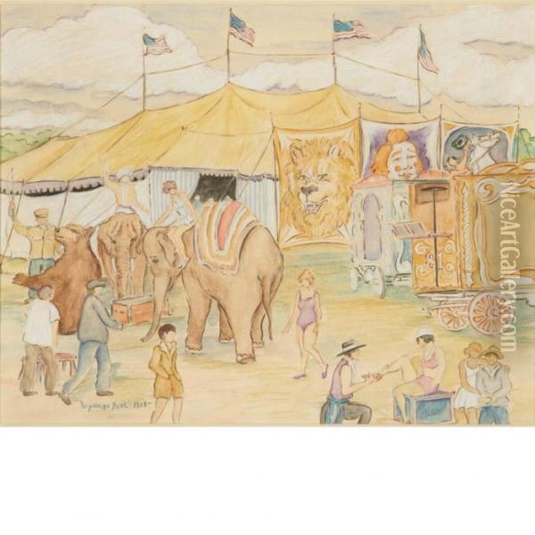 Outside The Big Top Oil Painting - Reynolds Beal
