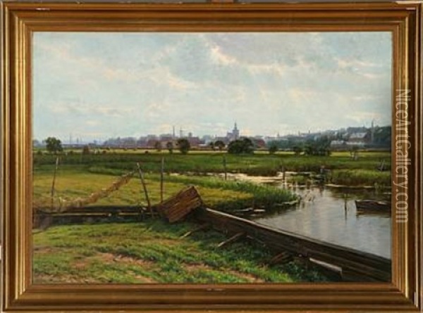 Summer Day Near Randers, Denmark Oil Painting - Louis Isak Napoleon Jensen