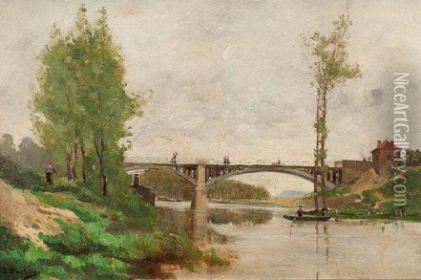 Le Pont D'argenteuil Oil Painting - Lucienne Boulanger