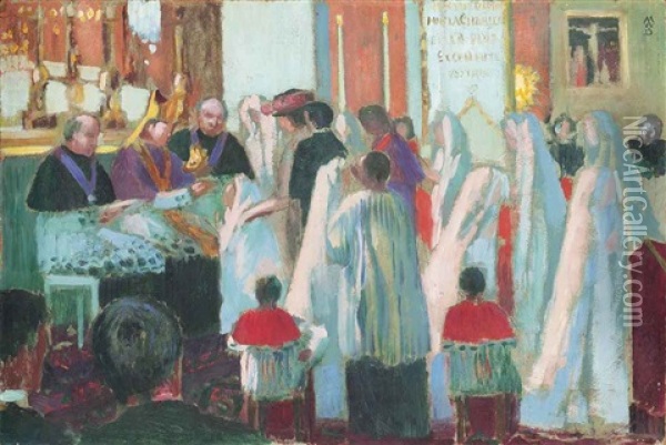Scene De Confirmation Oil Painting - Maurice Denis