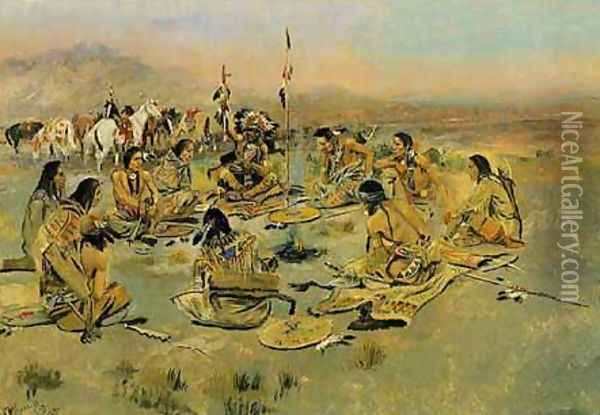 War Council on the Plains Oil Painting - Charles Marion Russell