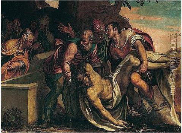 The Entombment Oil Painting - Orazio Farinati