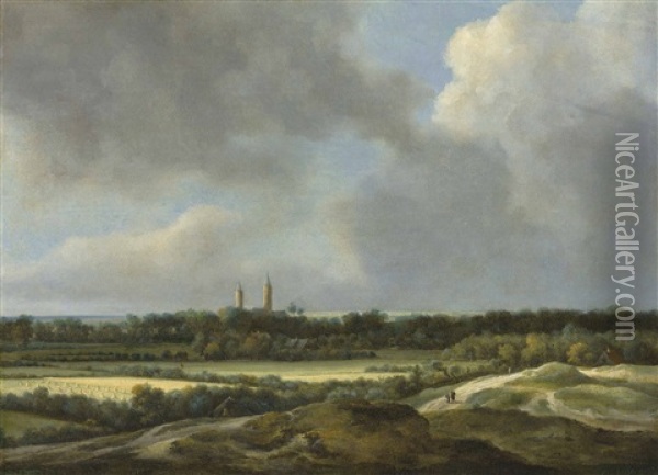 An Extensive Landscape With Grain Fields, Heemstede Beyond Oil Painting - Jacob Van Ruisdael