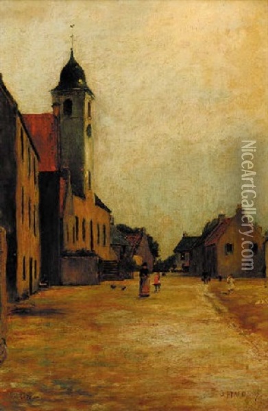 Figures On A Continental Street Oil Painting - James Faed the Younger