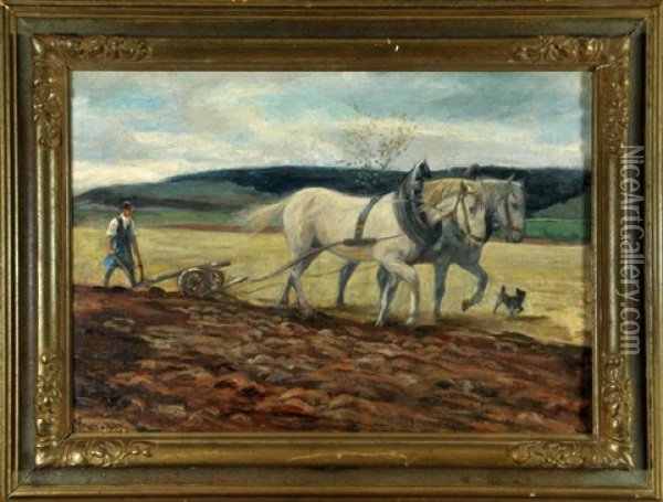 Pflugender Bauer Mit Zweispanner Oil Painting - Georg Mayer-Franken