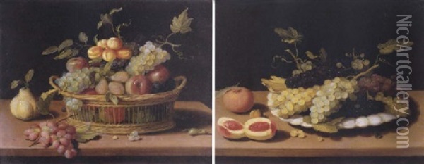 Still Life Of Fruit In A Basket Oil Painting - Jan van Kessel the Younger