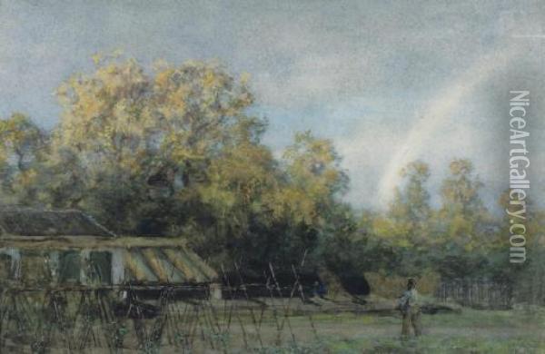 A Rainbow Over The Vegetable Garden Oil Painting - Willem Bastiaan Tholen