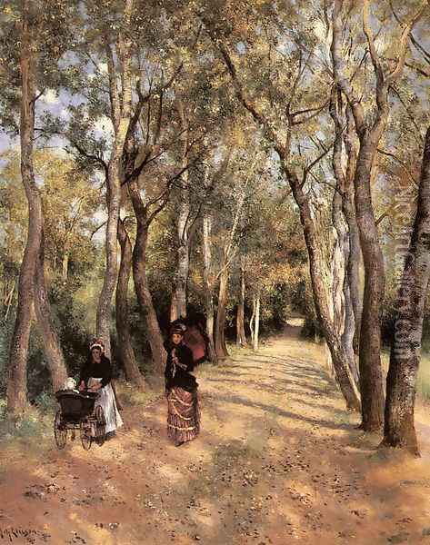 A Woodland Path In Haut Meudon Oil Painting - Johan Ericson