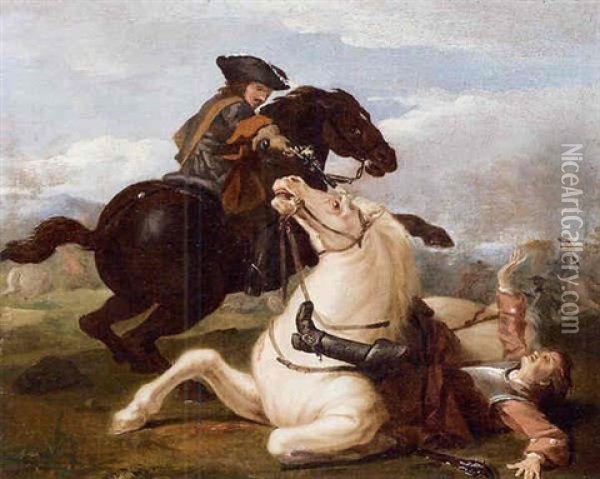 Scontro Di Cavalieri Oil Painting - Francesco Giuseppe Casanova