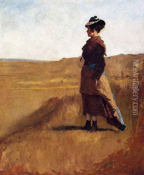 Woman on a Hill Oil Painting - Eastman Johnson