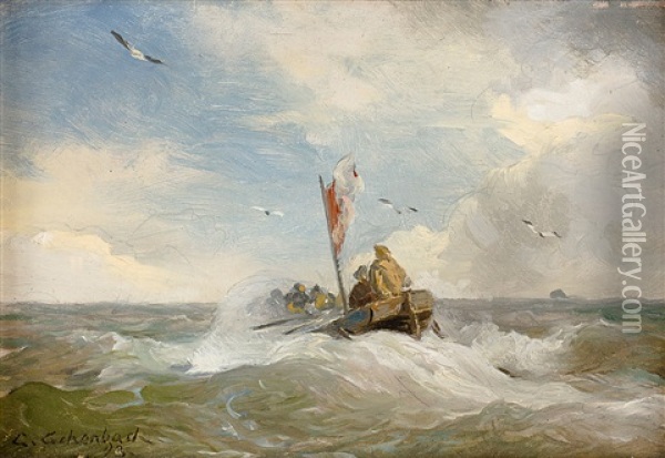 Fischerboot Auf Bewegter See Oil Painting - Andreas Achenbach