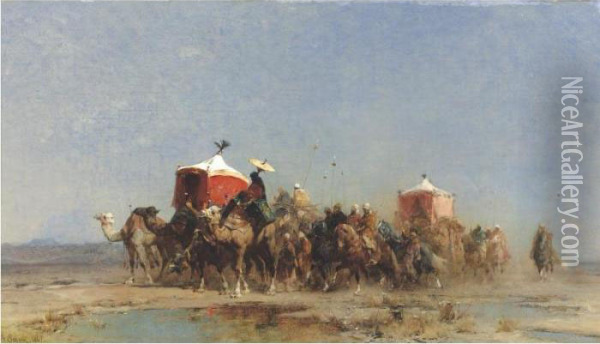 Caravan In The Desert Oil Painting - Alberto Pasini