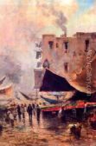 Mercato A Sorrento Oil Painting - Oscar Ricciardi