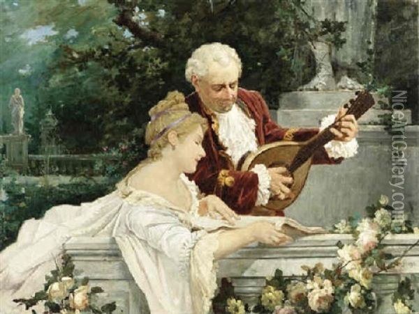 The Serenade Oil Painting - Giuseppe Ponga