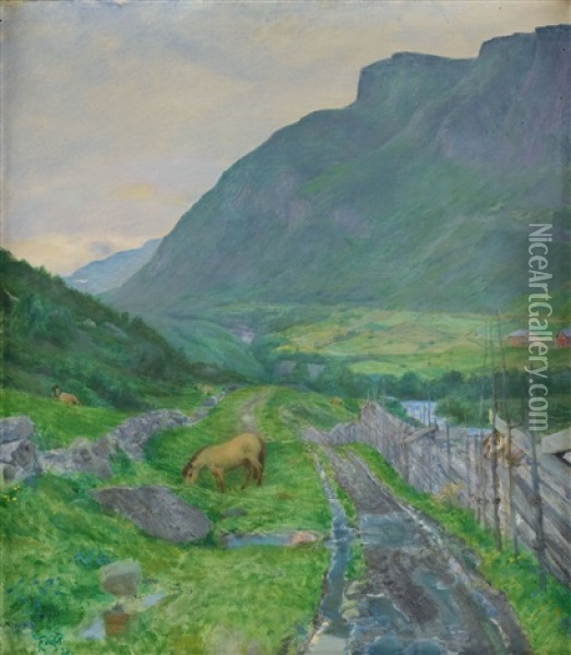 Fra Den Gamle Veien Skogstad, Valdres, Norge Oil Painting - Eilif Peterssen