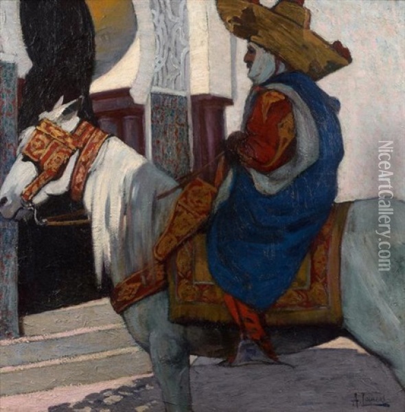 Cavalier Algerien Oil Painting - Paul Albert Laurens