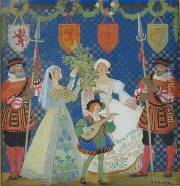 England In Tudor Times Oil Painting - Reginald Edward Higgins