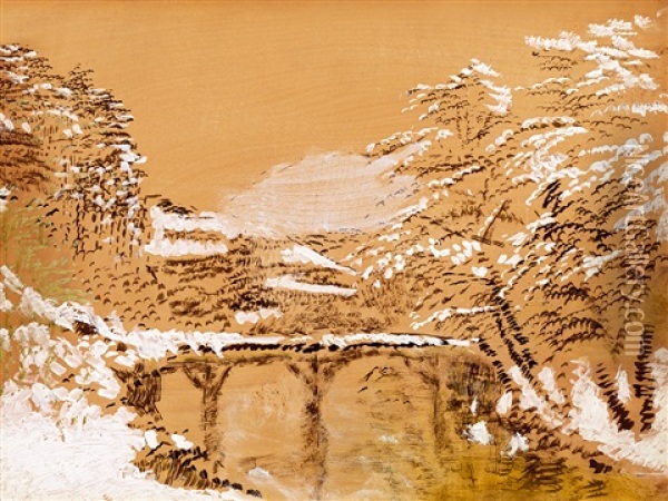Landscape In The Hight Tatras In Winter (silence) Oil Painting - Laszlo Mednyanszky