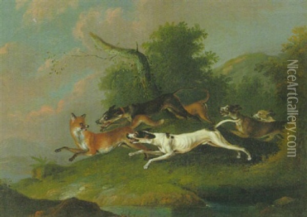 Hundemeute, Einen Fuchs Jagend Oil Painting - Wenzel Ignaz Prasch