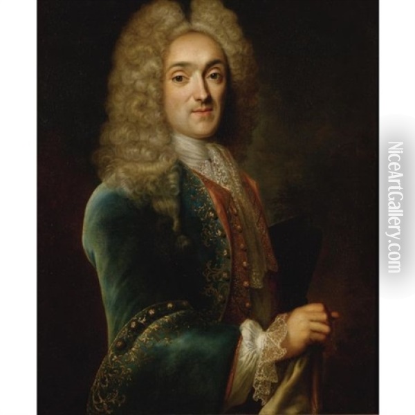 Portrait Of Nicolas Marye, Viscount De Blosseville (1683-1754) Oil Painting - Robert Levrac-Tournieres